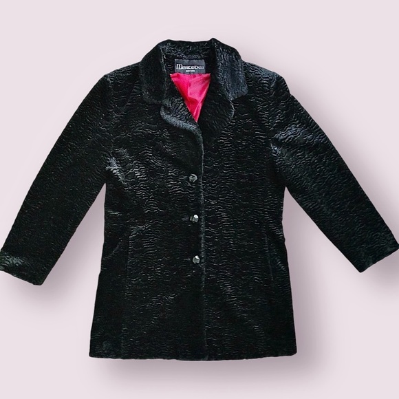 Vintage Faux Fur Coat Statement Buttons Textured Black - Picture 2 of 6